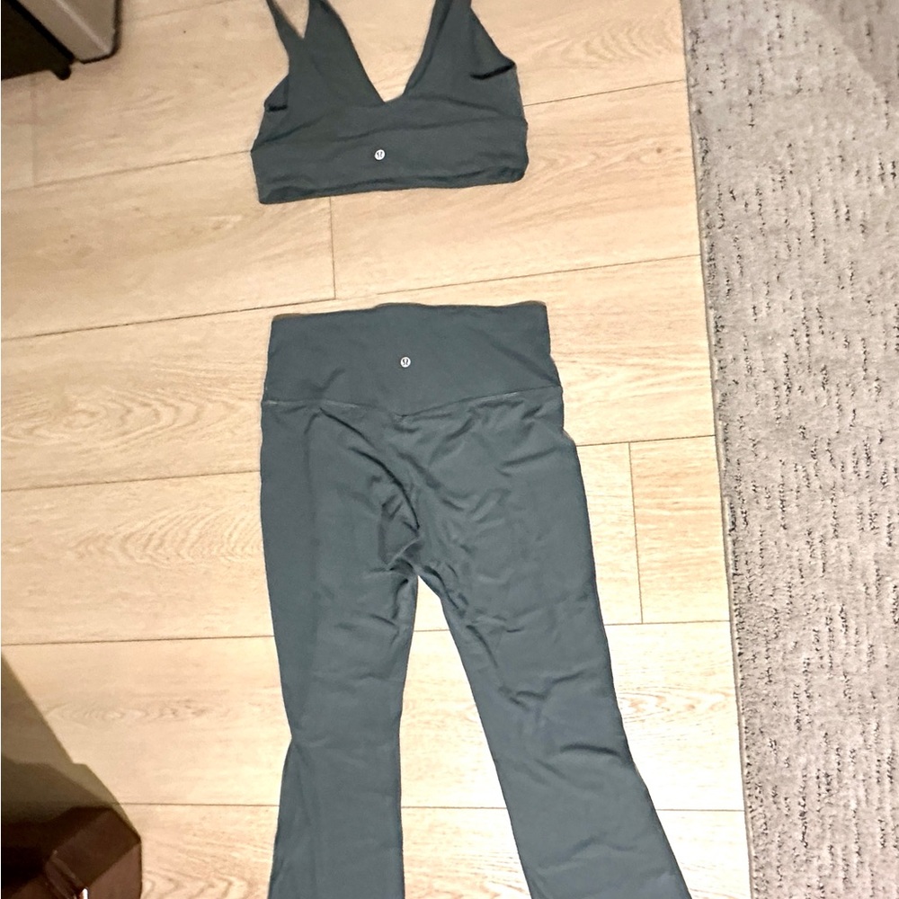 lululemon athletica dark olive Leggings and Top Set.